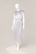 A moderate volume slim fit dress.